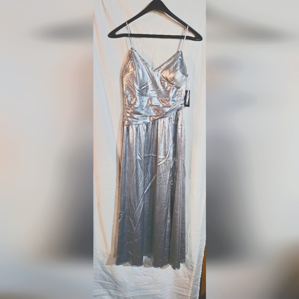 Alexa B Nites Women's Maxi Evening Dress Size 4 Silver
